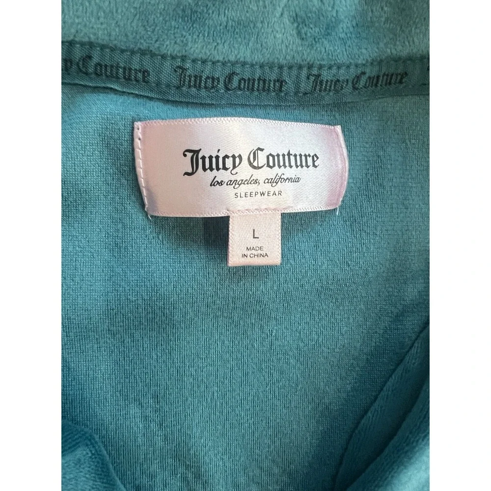Juicy Couture Teal Velour Pajama Set Rhinestone Logo Sleepwear‎ 8329-47 Womens L